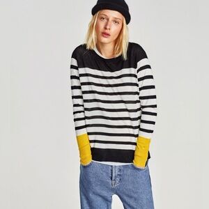 Zara knit striped pullover sweater, relaxed fit, lightweight size S